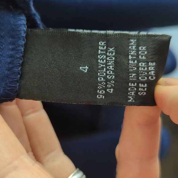 AB Studio Fit & Flare Navy Blue Below the Knee Dress 4 Sleeveless - Picture 5 of 6